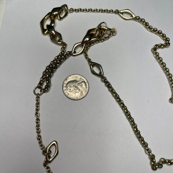 Chico's long necklace gold tone y-drop y drop signed costume jewelry - Picture 7 of 13